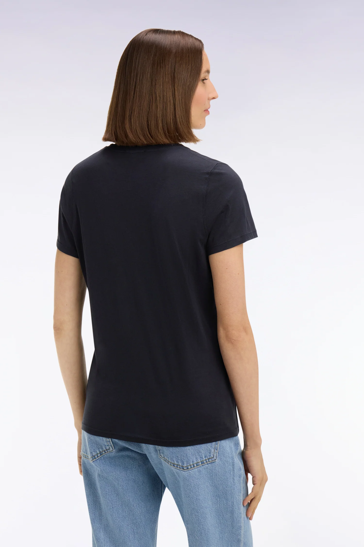 T-shirt à manches courtes en coton Pima marine col rond coupe regular - Image 5
