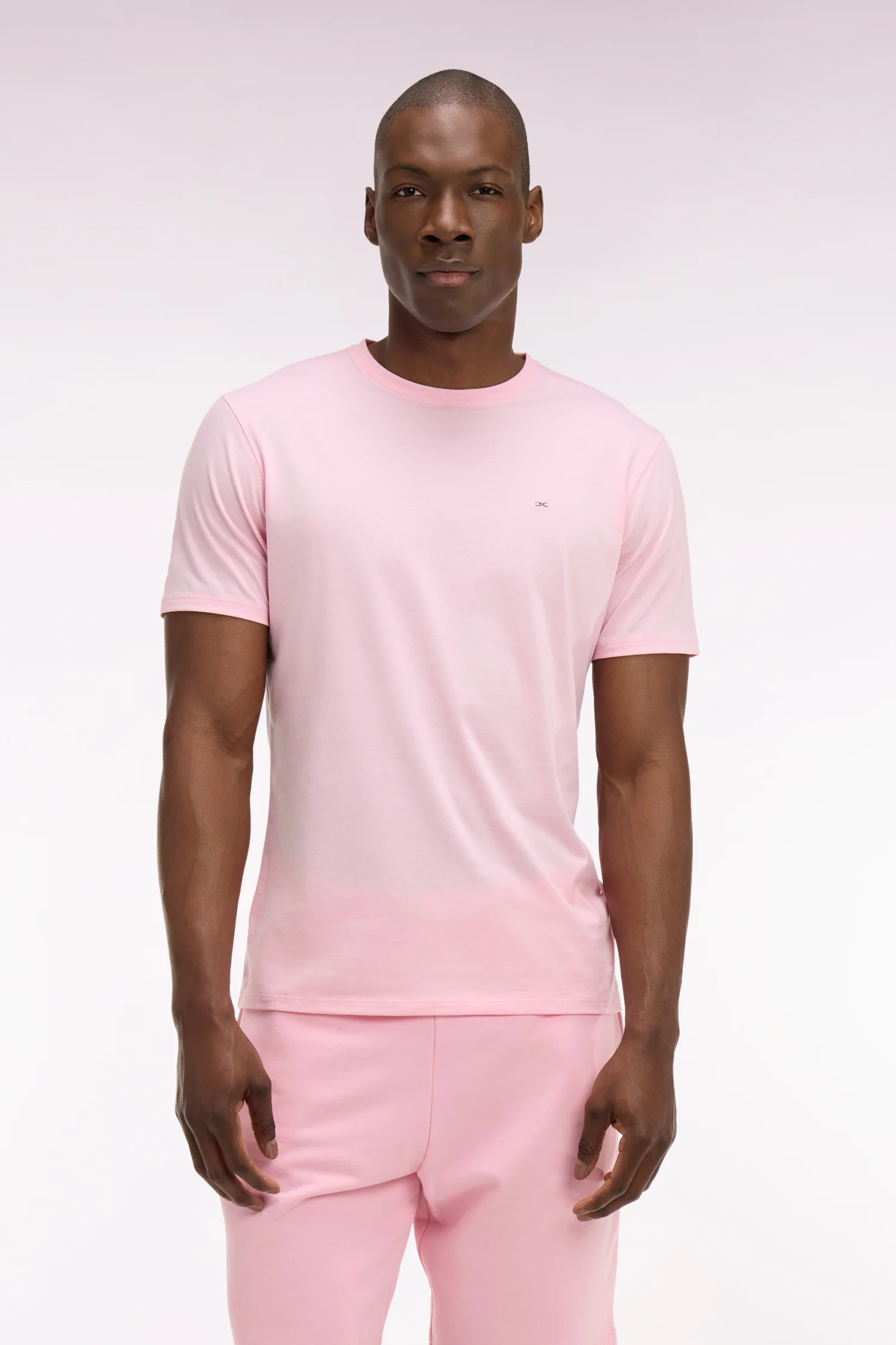 T-shirt à manches courtes en coton Pima rose coupe regular - Image 3