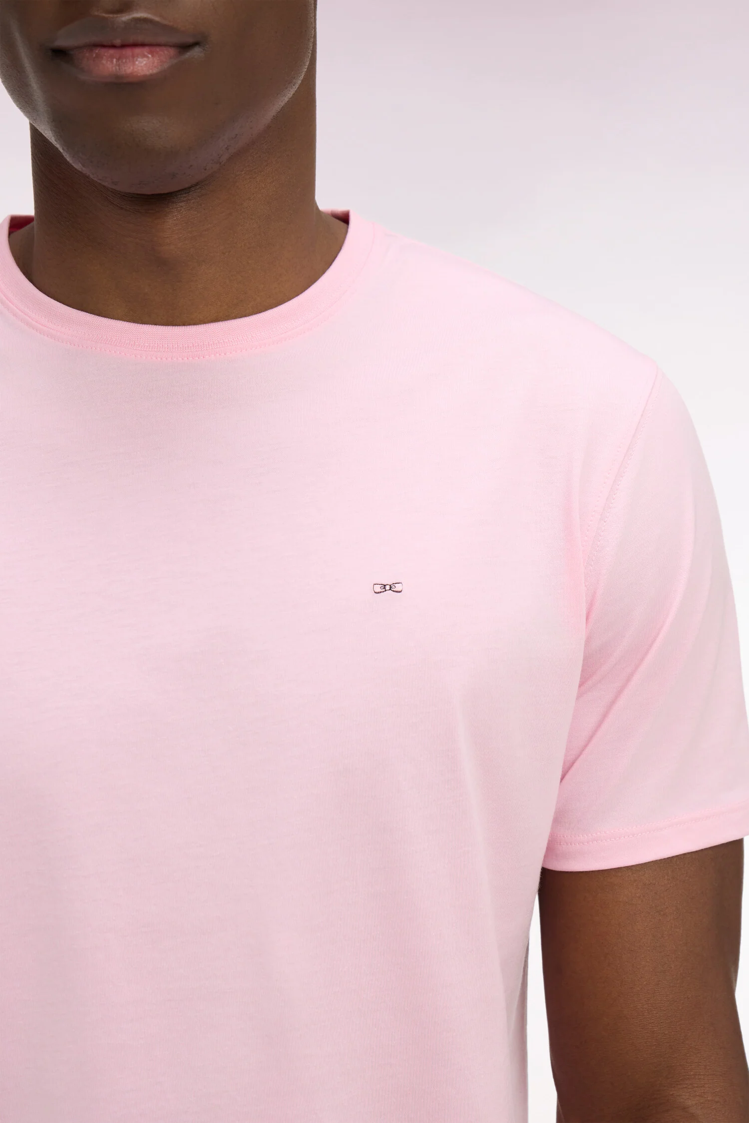 T-shirt à manches courtes en coton Pima rose coupe regular - Image 4