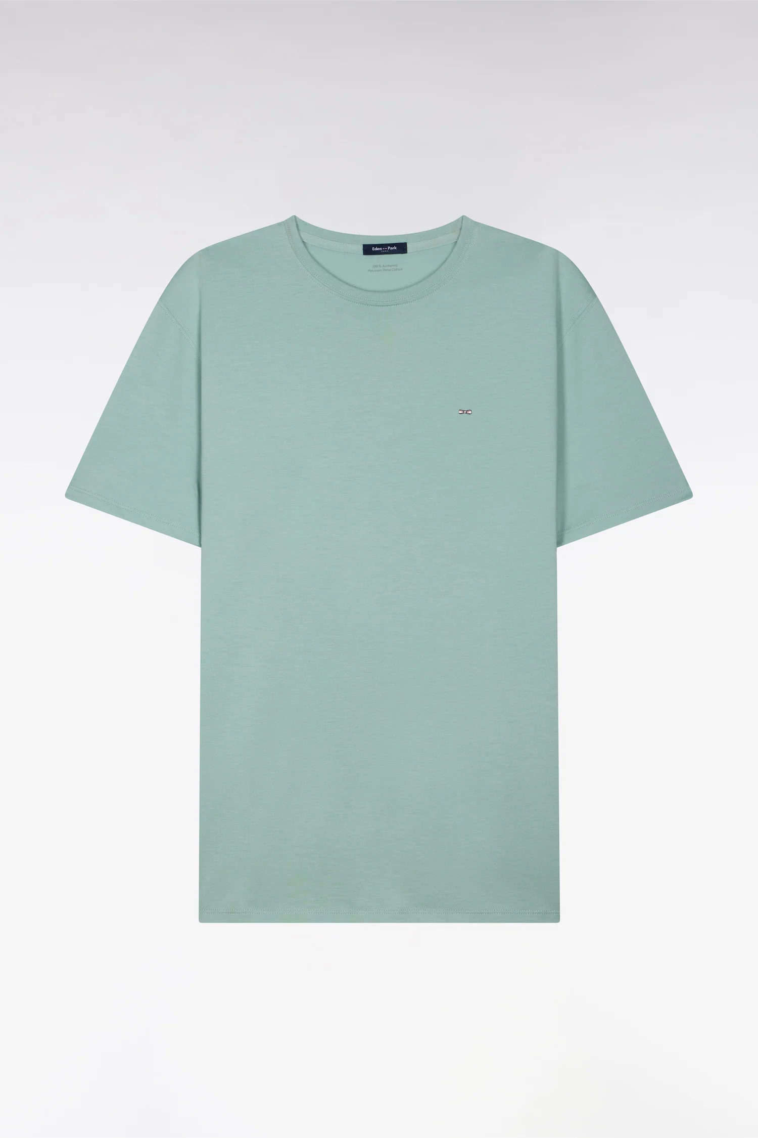 T-shirt à manches courtes en coton Pima vert d'eau coupe regular - Image 3