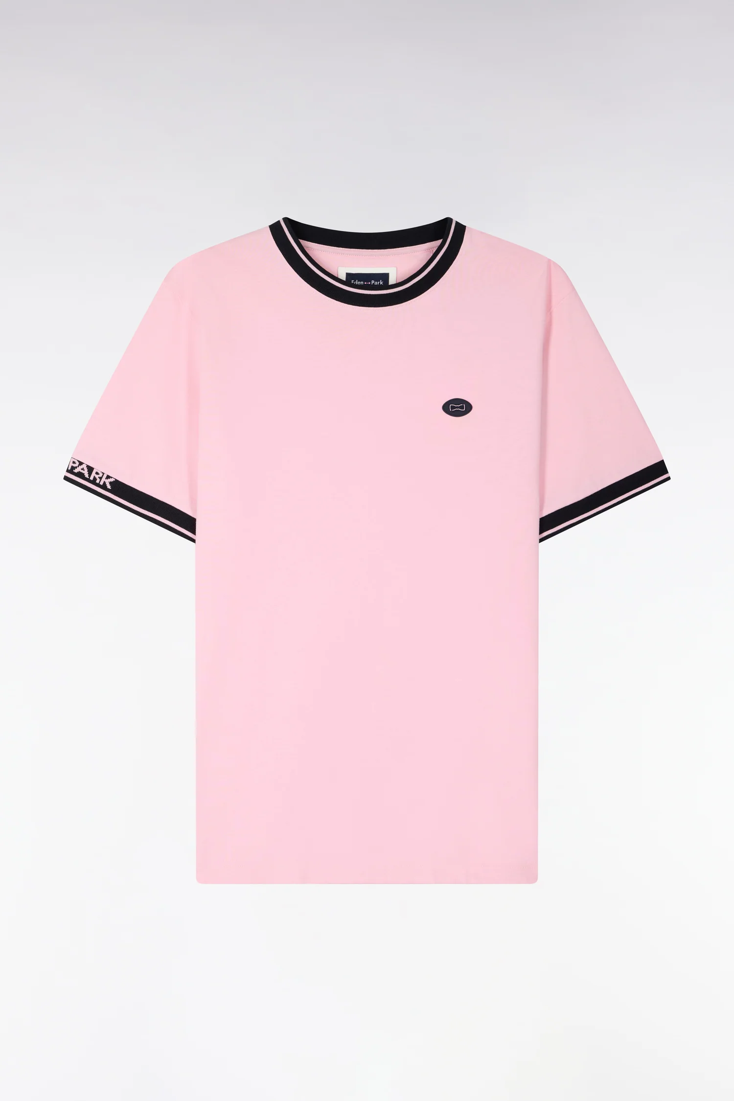 T-shirt à manches courtes en coton rose jacquard Eden Park coupe regular - Image 2