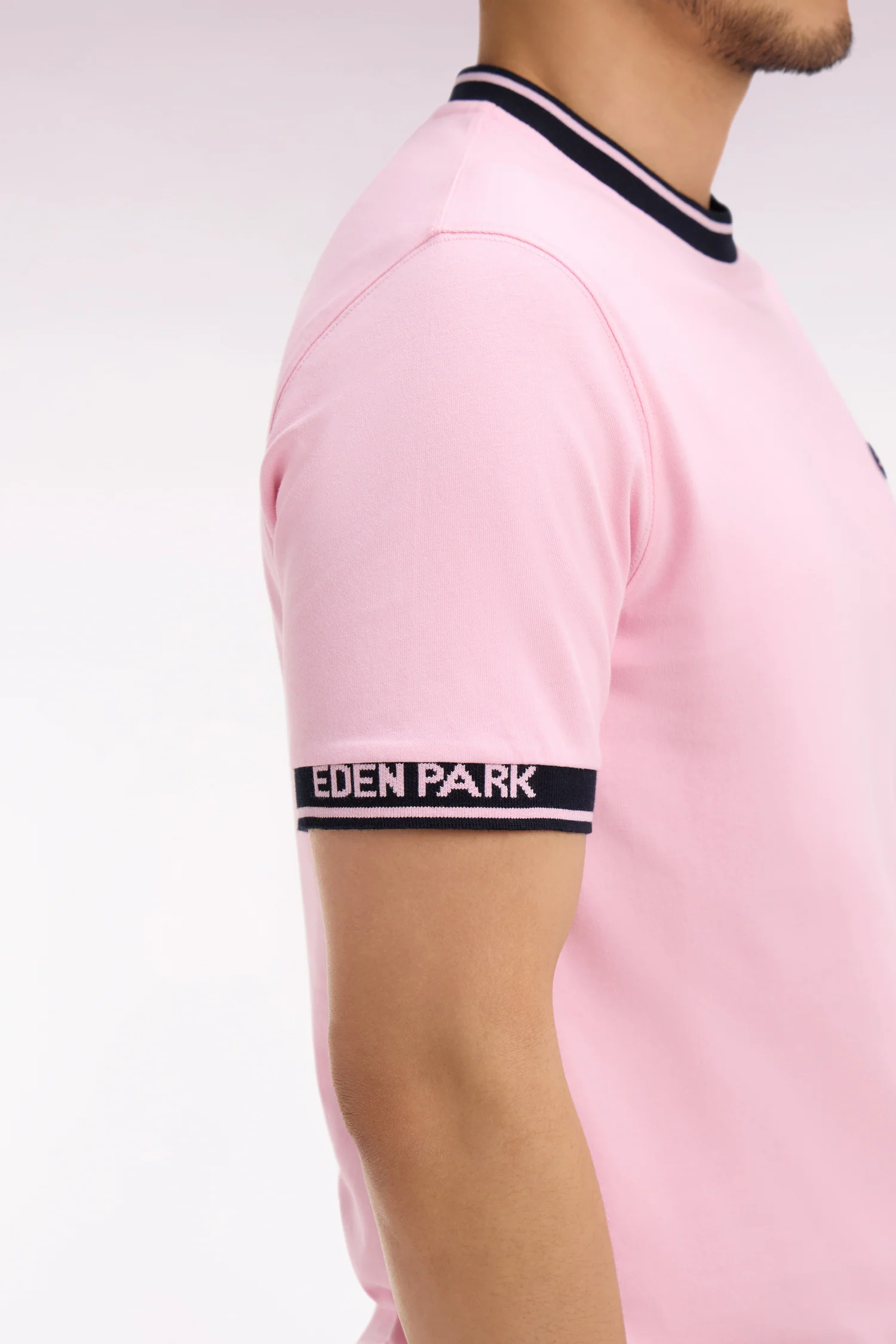 T-shirt à manches courtes en coton rose jacquard Eden Park coupe regular - Image 4