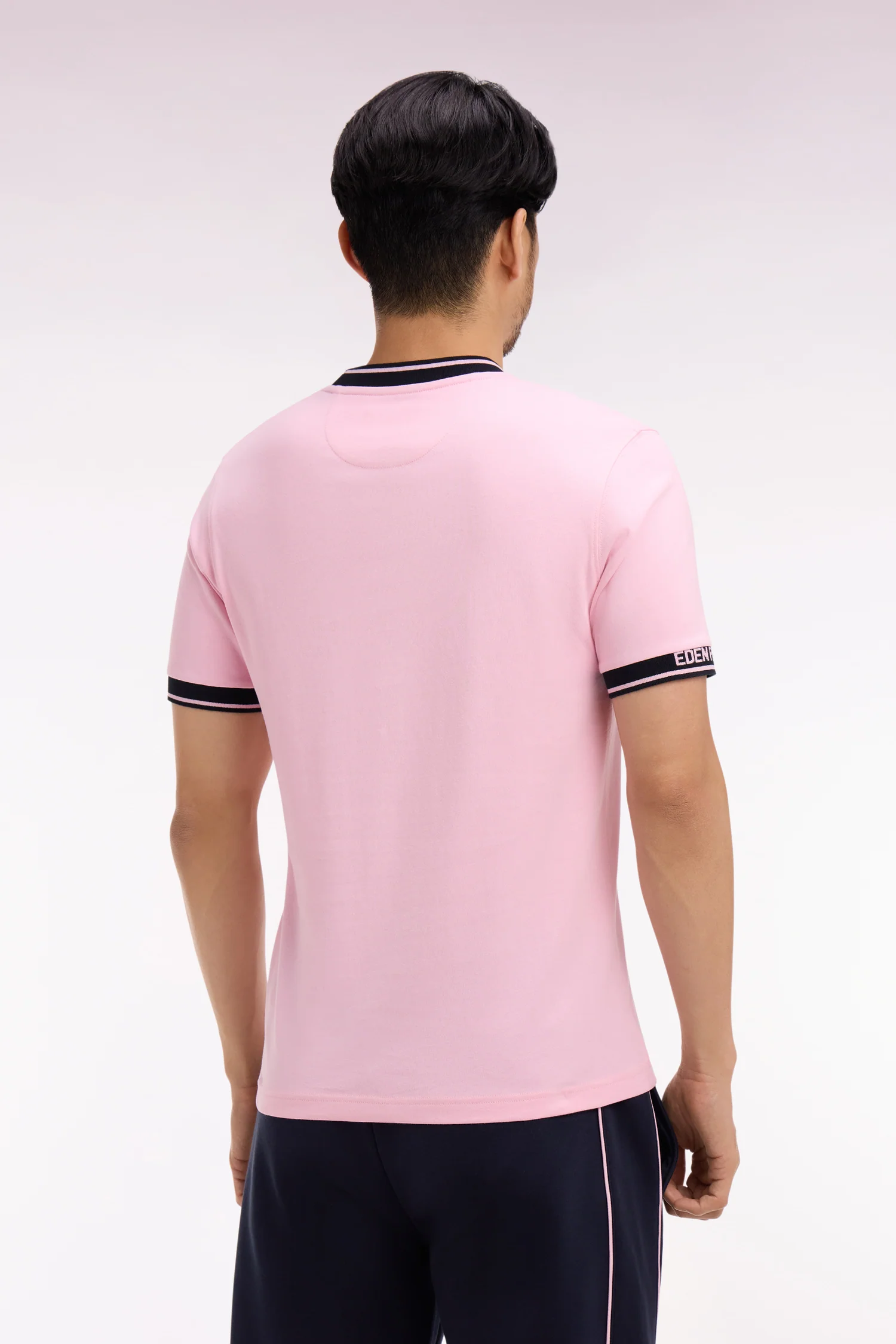 T-shirt à manches courtes en coton rose jacquard Eden Park coupe regular - Image 5