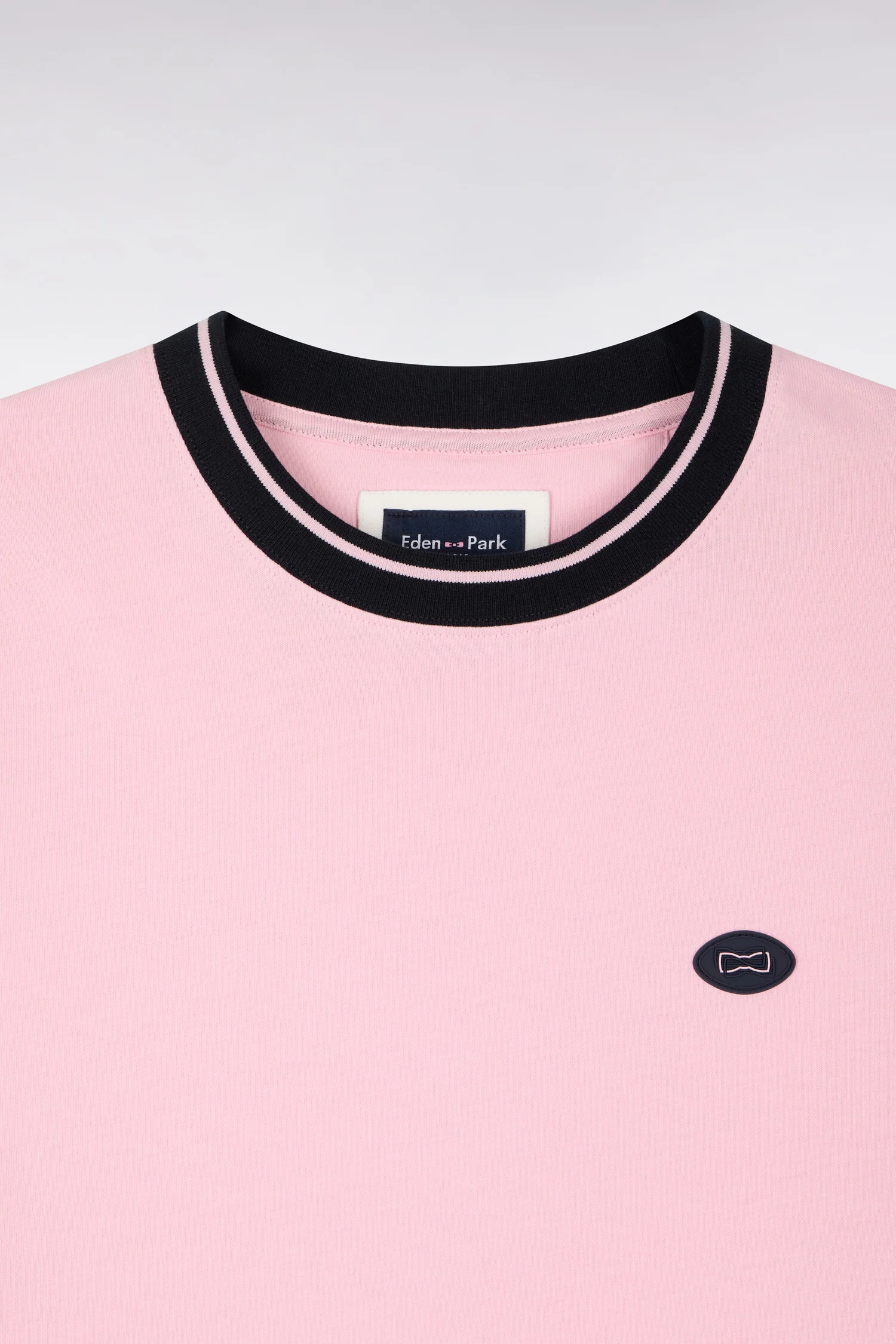 T-shirt à manches courtes en coton rose jacquard Eden Park coupe regular - Image 6