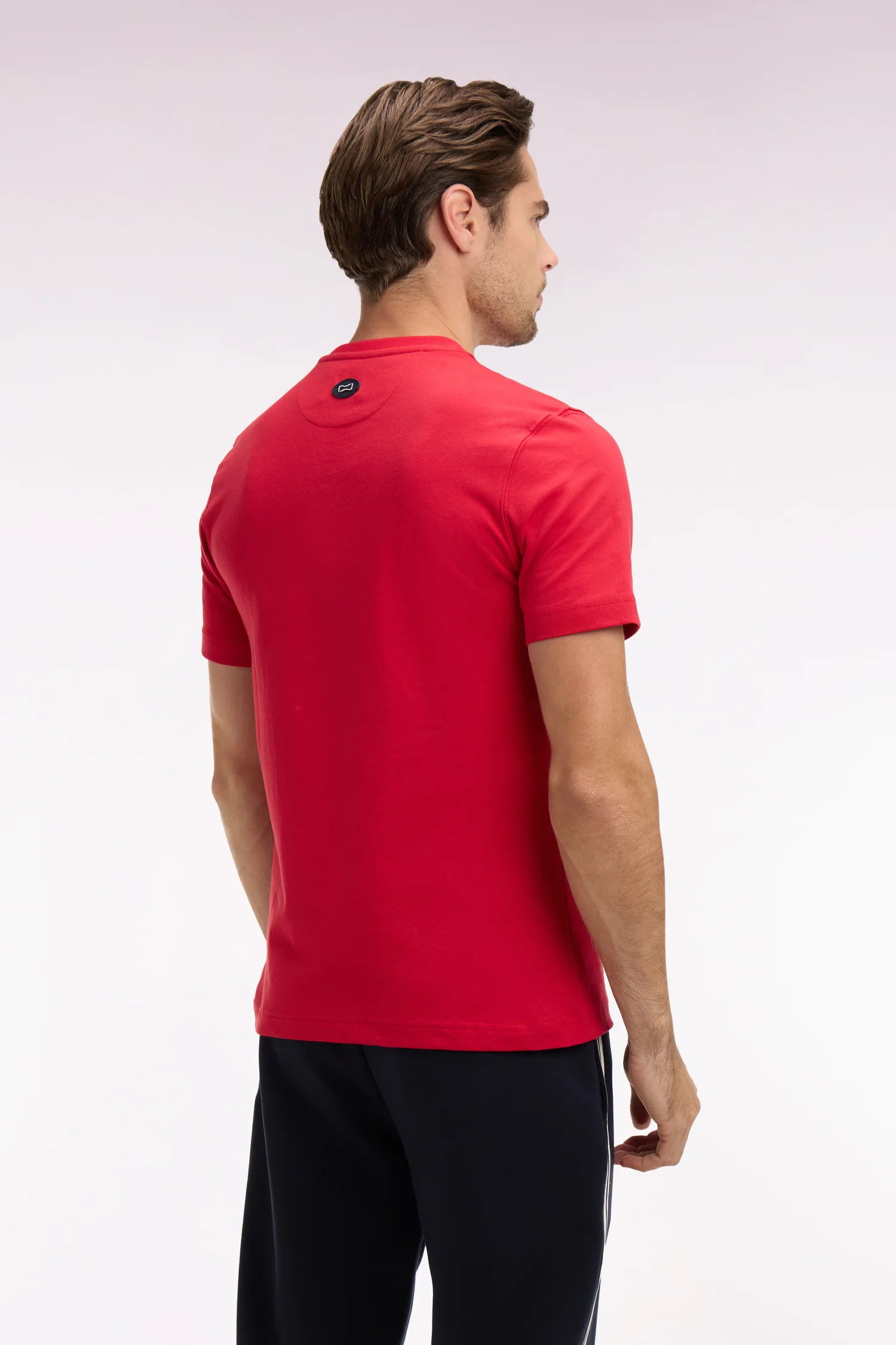 T-shirt à manches courtes en coton rouge sérigraphie écrue coupe regular - Image 5