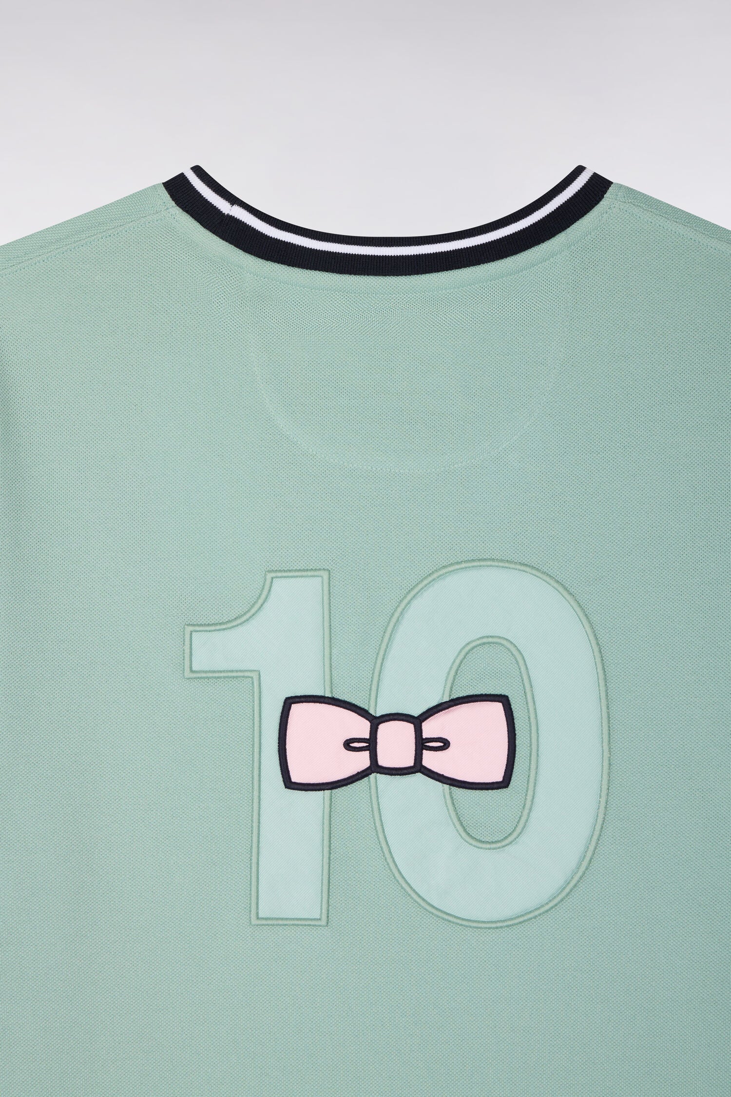 T-shirt à manches courtes en coton vert d'eau brodé coupe regular - Image 6