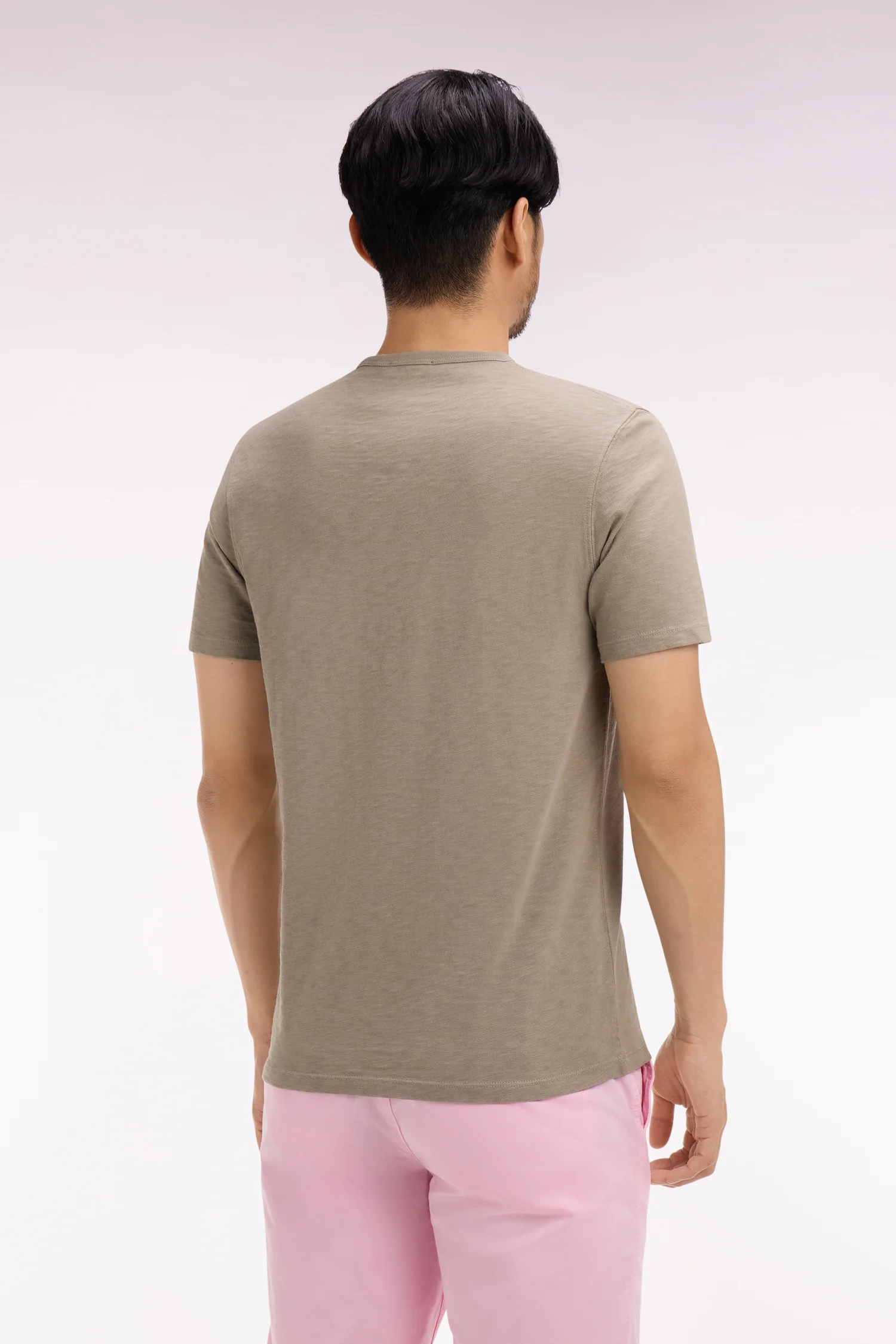 T-shirt Ă manches courtes en jersey de coton slub kaki coupe regular - Image 5