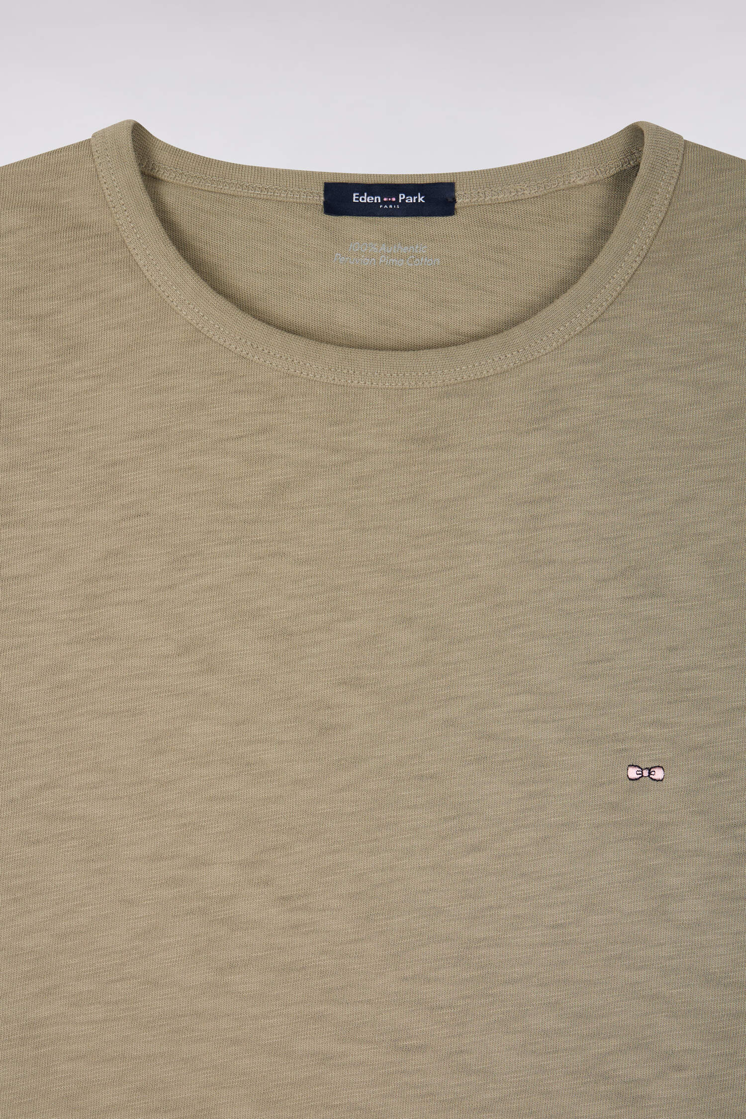 T-shirt Ă manches courtes en jersey de coton slub kaki coupe regular - Image 6