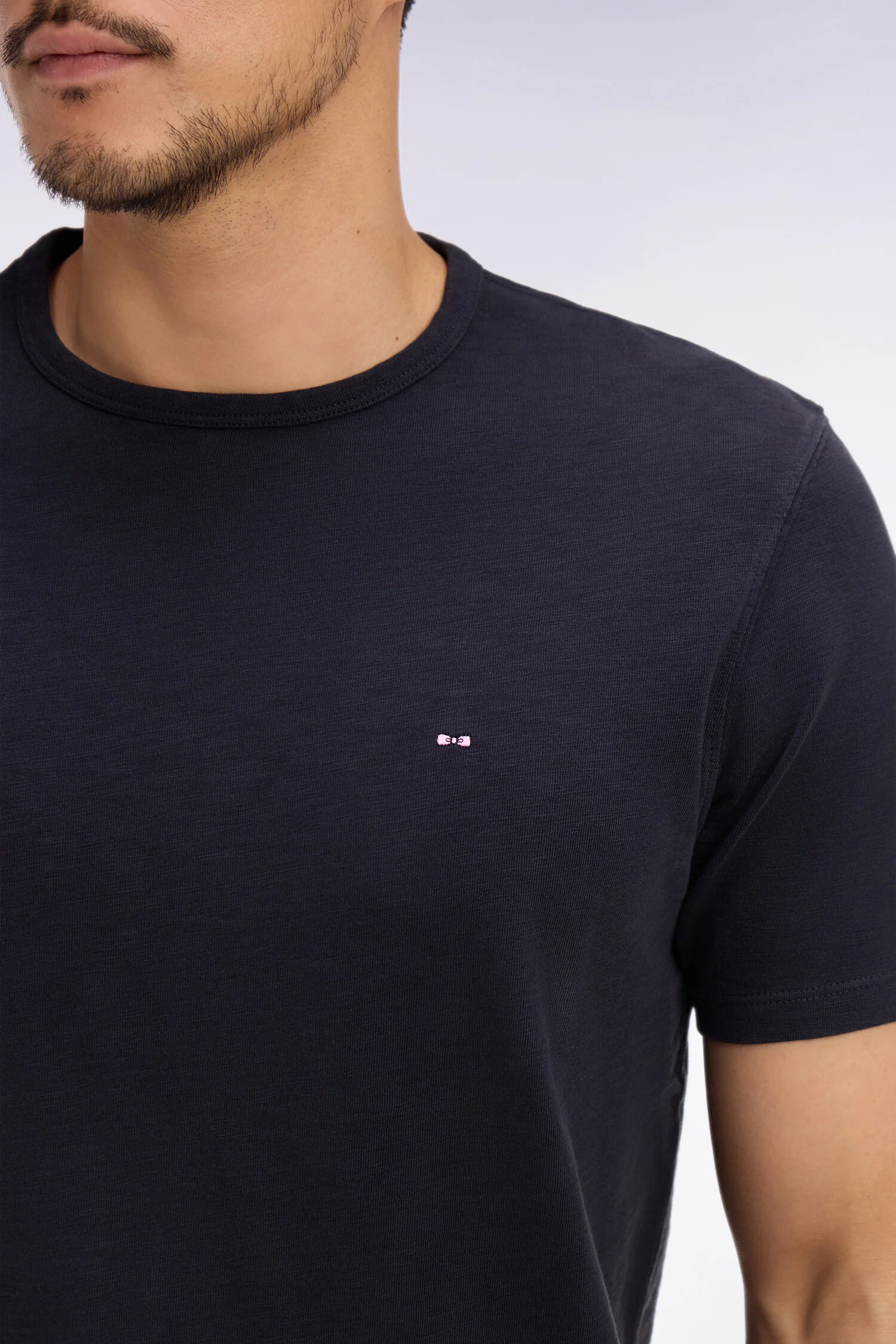 T-shirt à manches courtes en jersey de coton slub marine coupe regular - Image 4