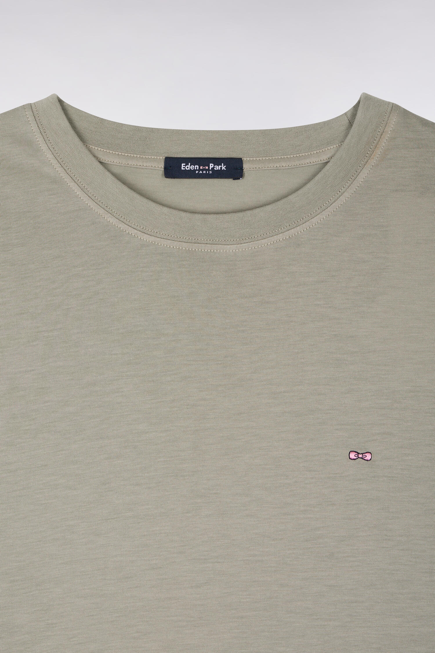 T-shirt à manches courtes en lyocell et coton kaki clair coupe regular - Image 6