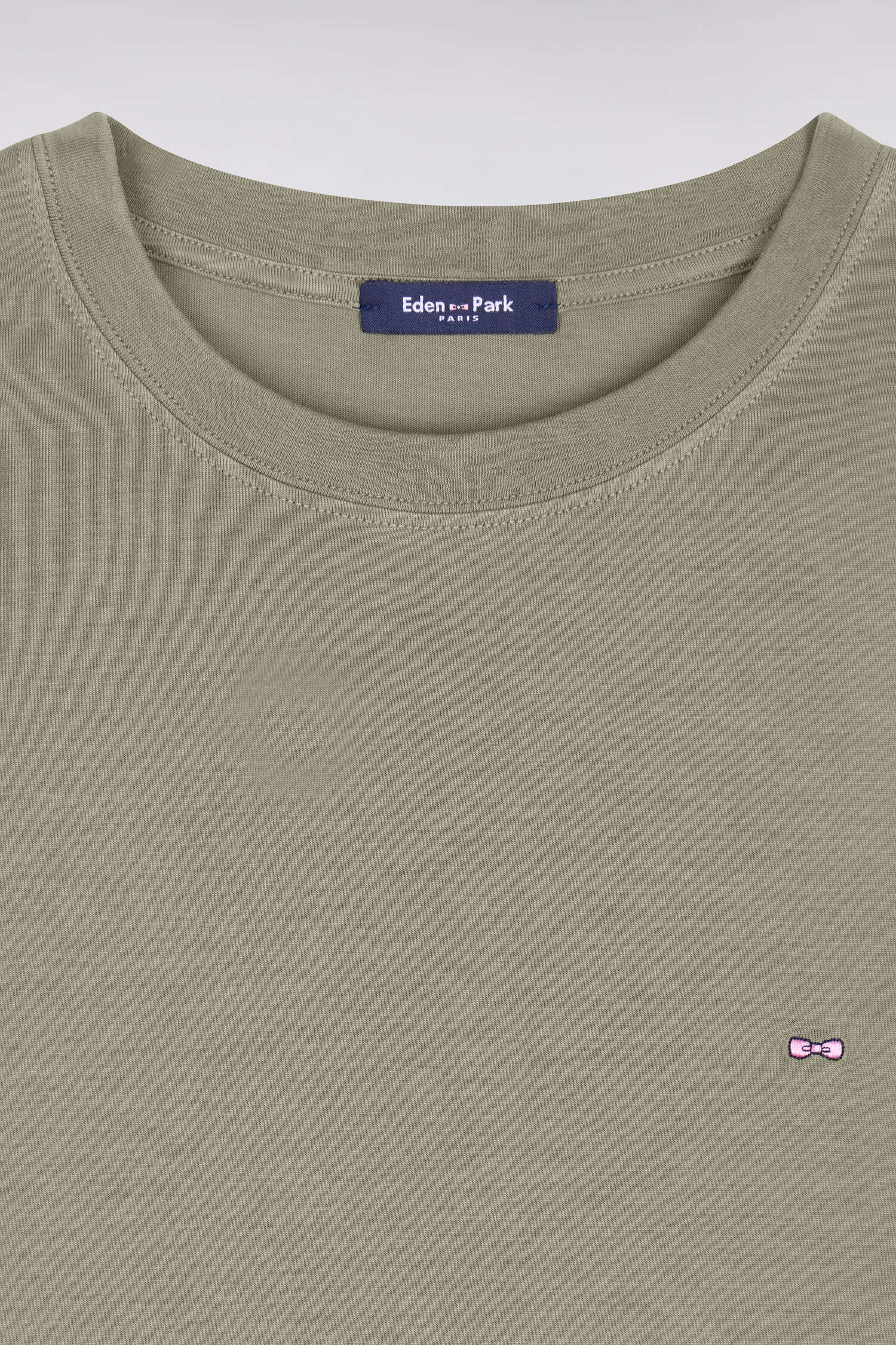 T-shirt à manches courtes en lyocell et coton kaki coupe regular - Image 6