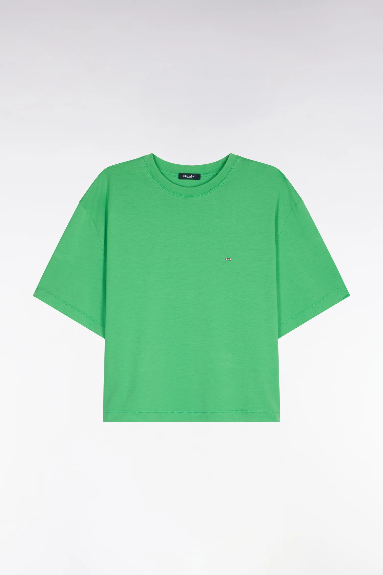 T-shirt Ă manches courtes en lyocell et coton vert coupe oversized - Image 2