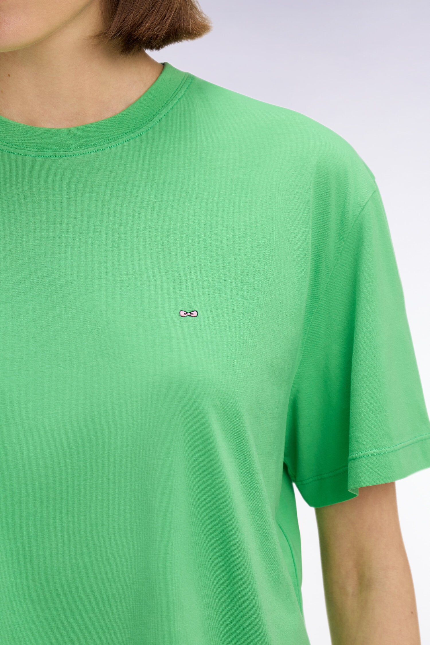 T-shirt Ă manches courtes en lyocell et coton vert coupe oversized - Image 4