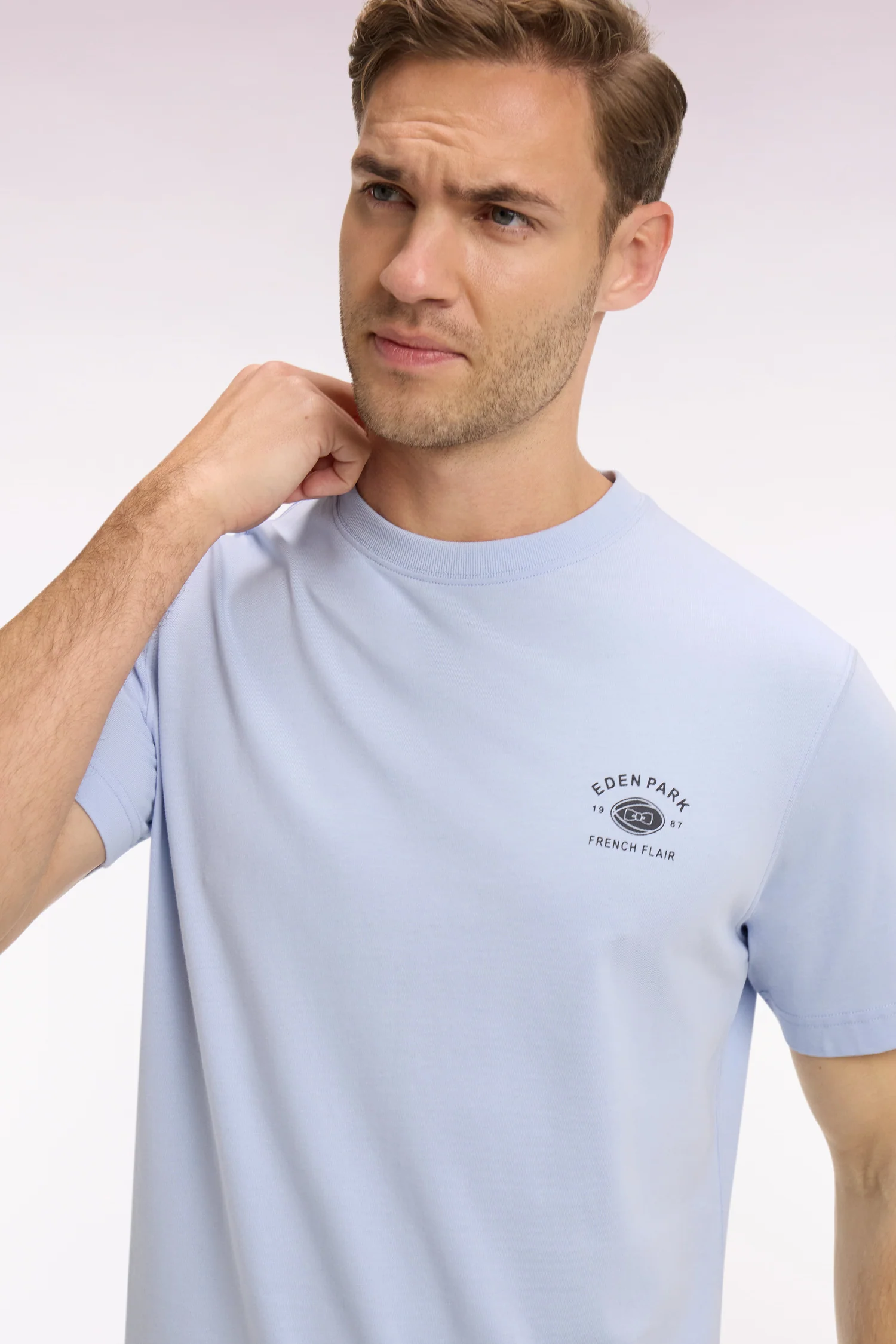 T-shirt à manches courtes sérigraphié gris clair coupe regular