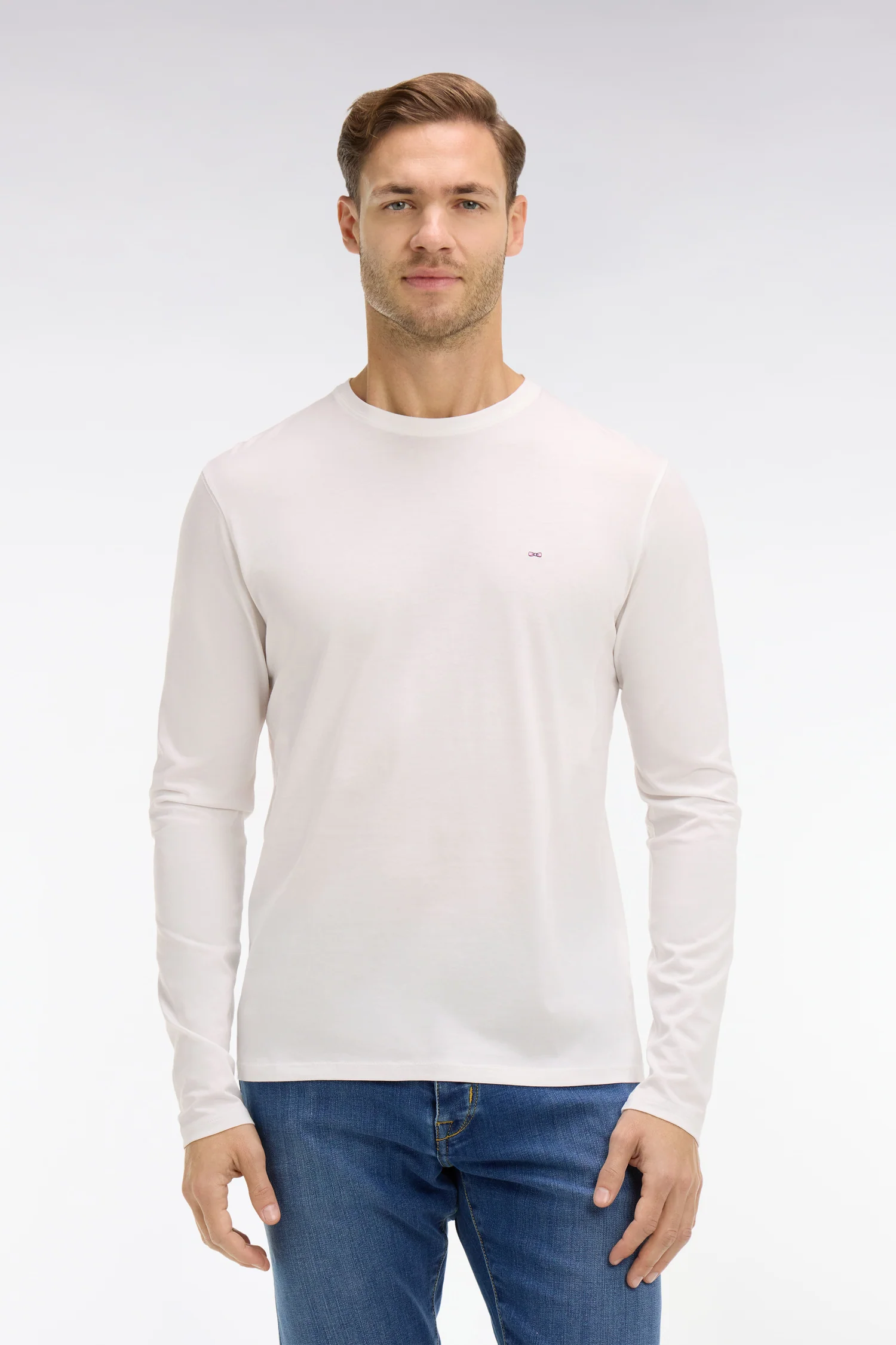 T-shirt blanc col rond à manches longues - Image 3
