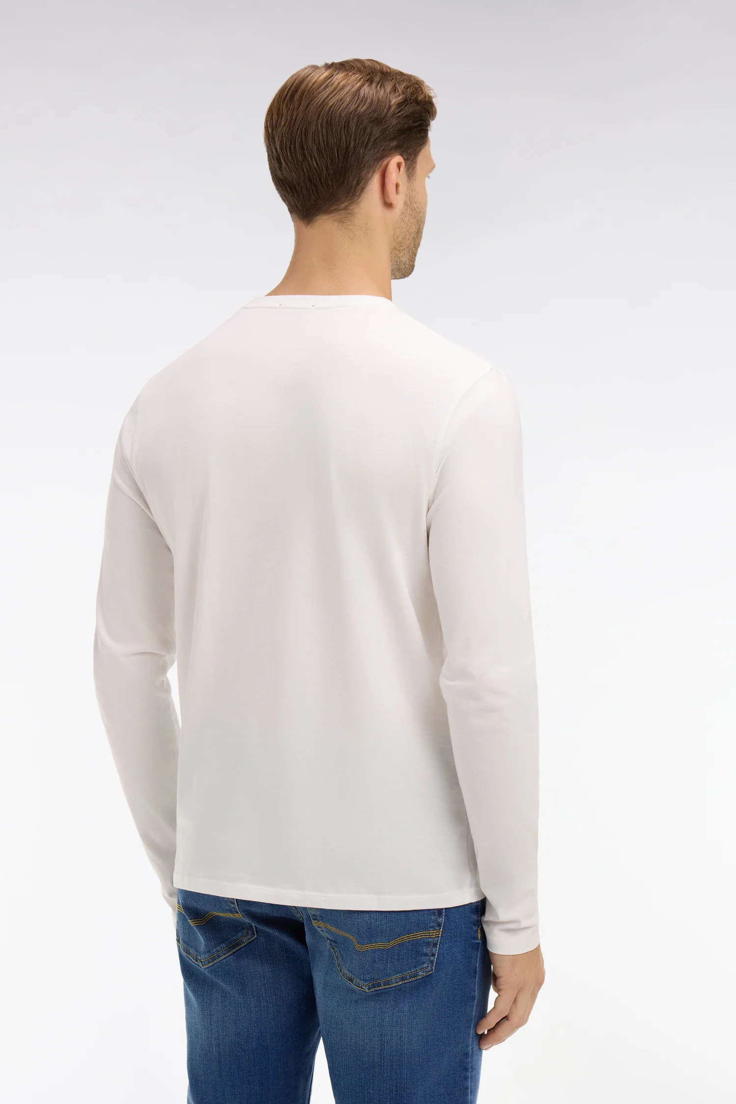 T-shirt blanc col rond à manches longues - Image 5