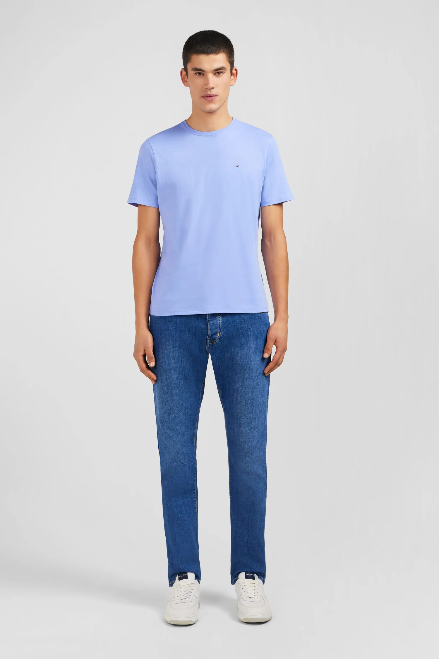 T-shirt bleu col rond à manches courtes - Image 7