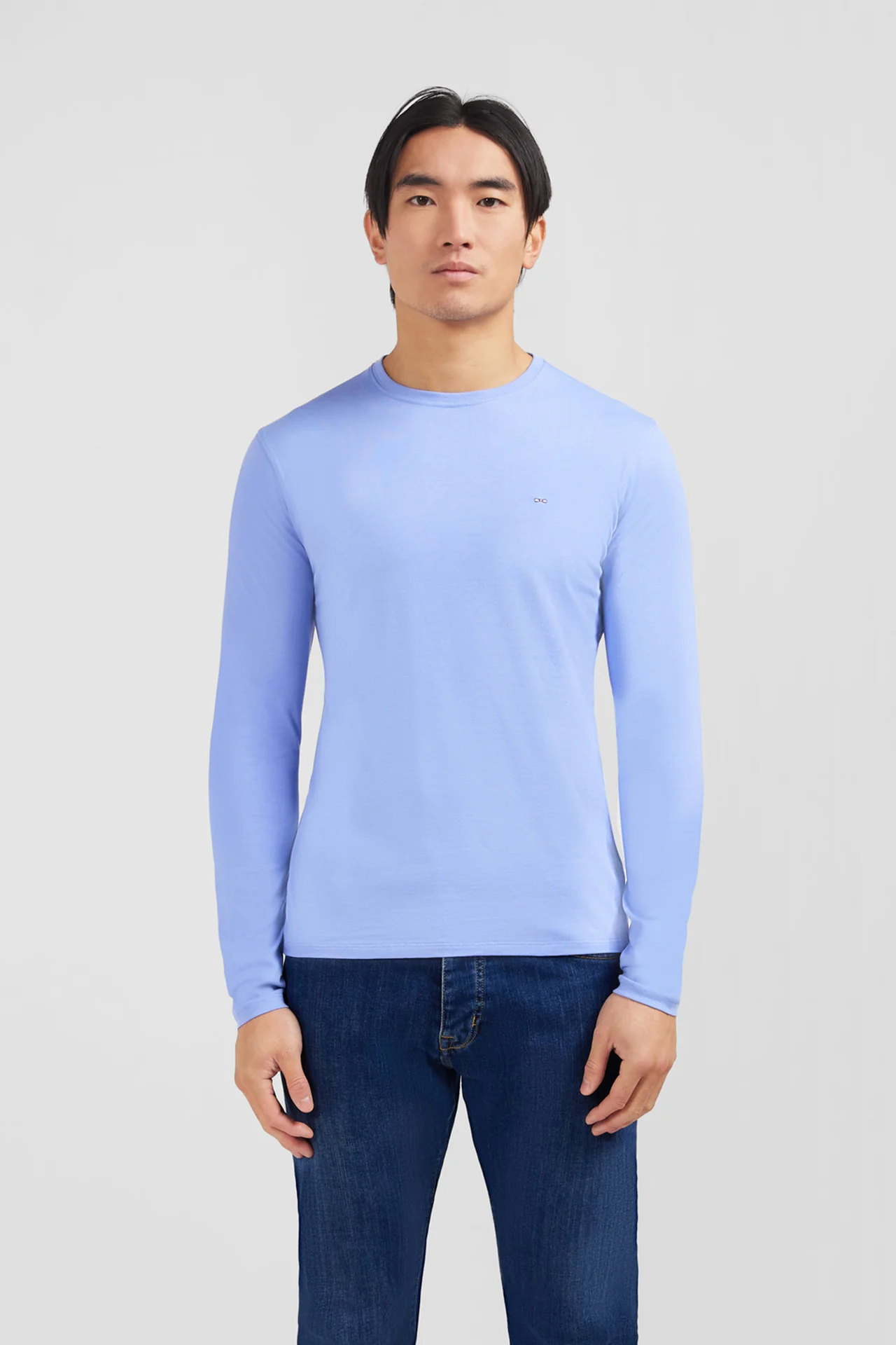 T-shirt bleu col rond à manches longues - Image 3