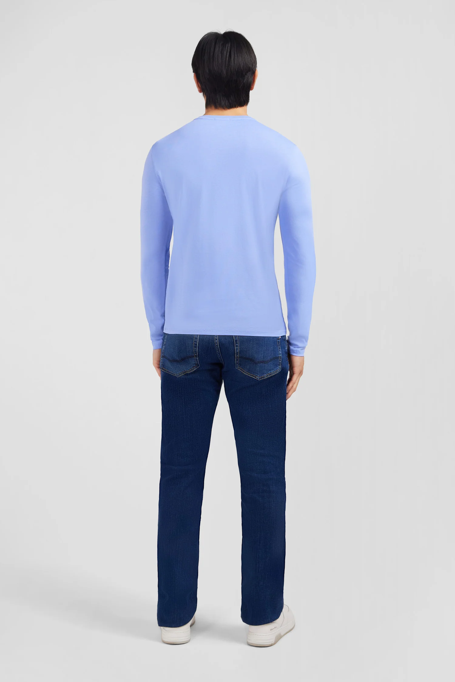T-shirt bleu col rond à manches longues - Image 6