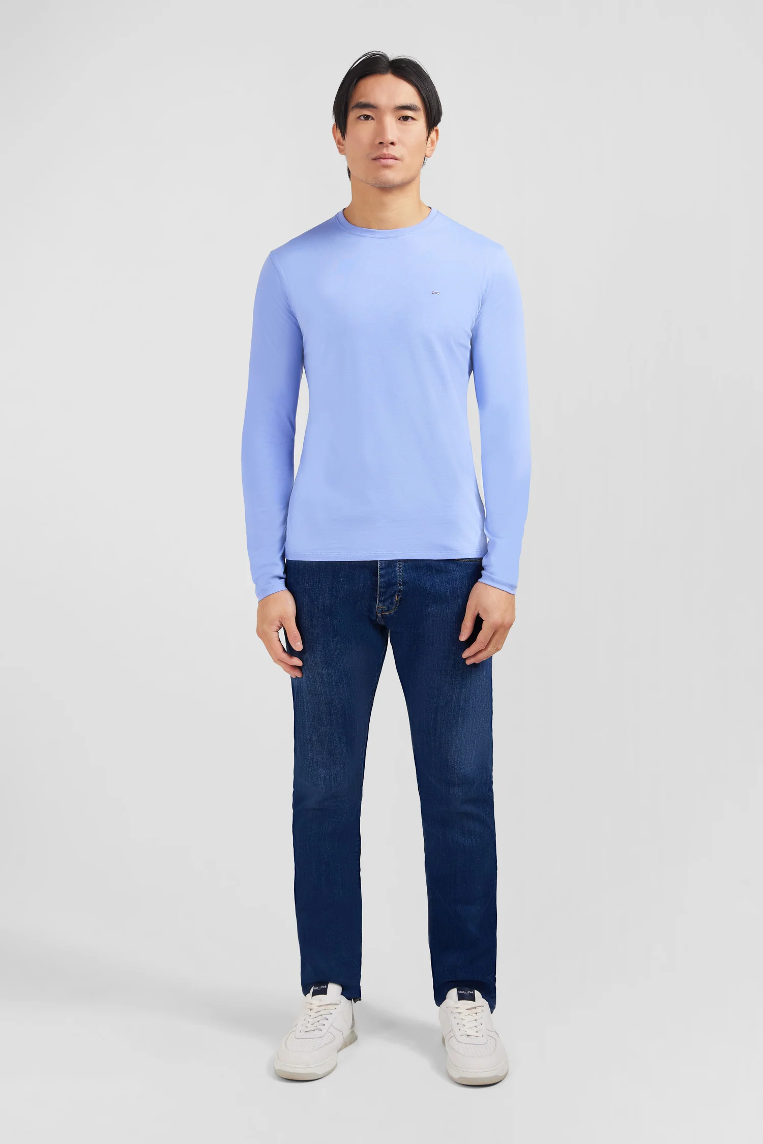 T-shirt bleu col rond à manches longues - Image 7