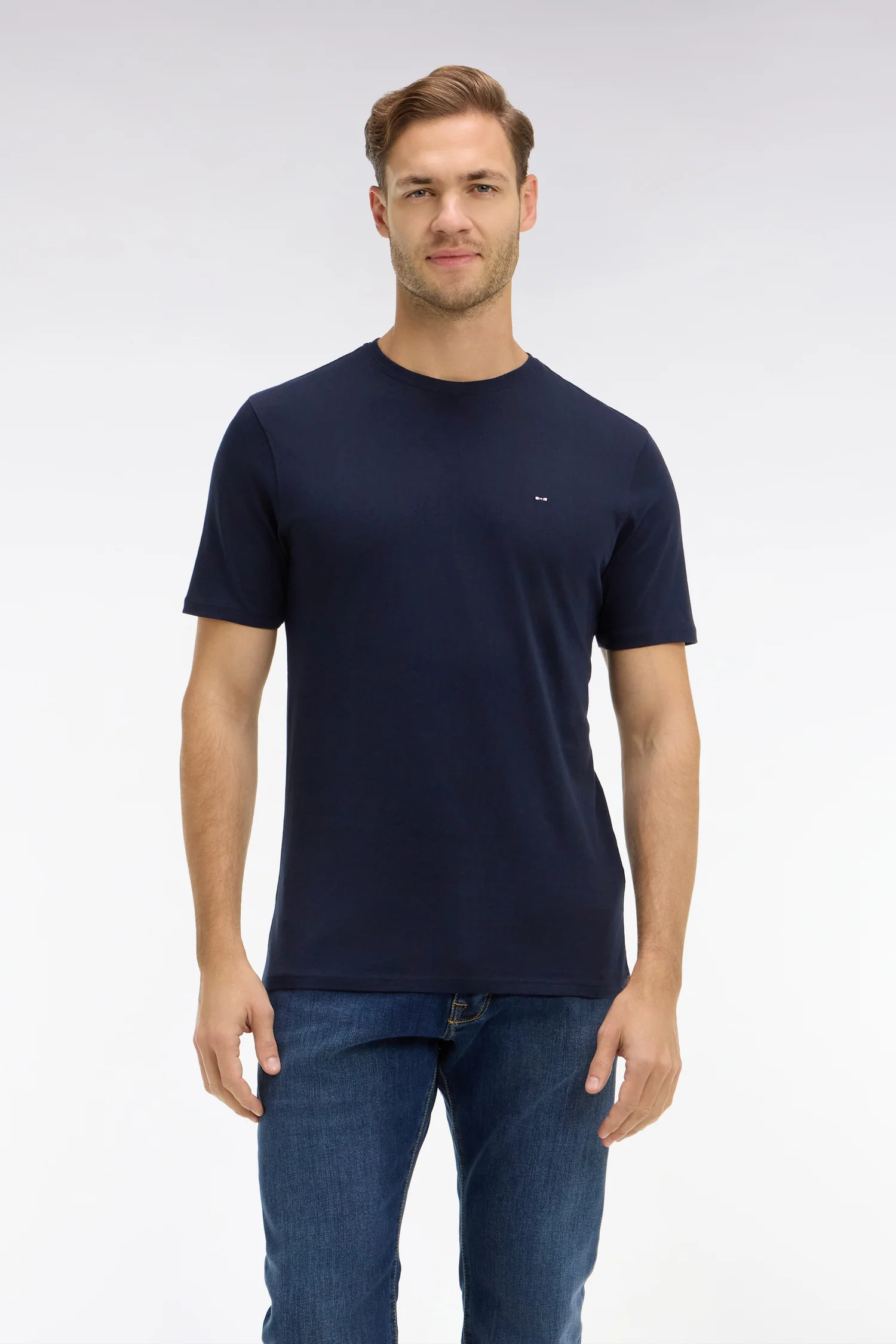 T-shirt bleu marine col rond à manches courtes - Image 3