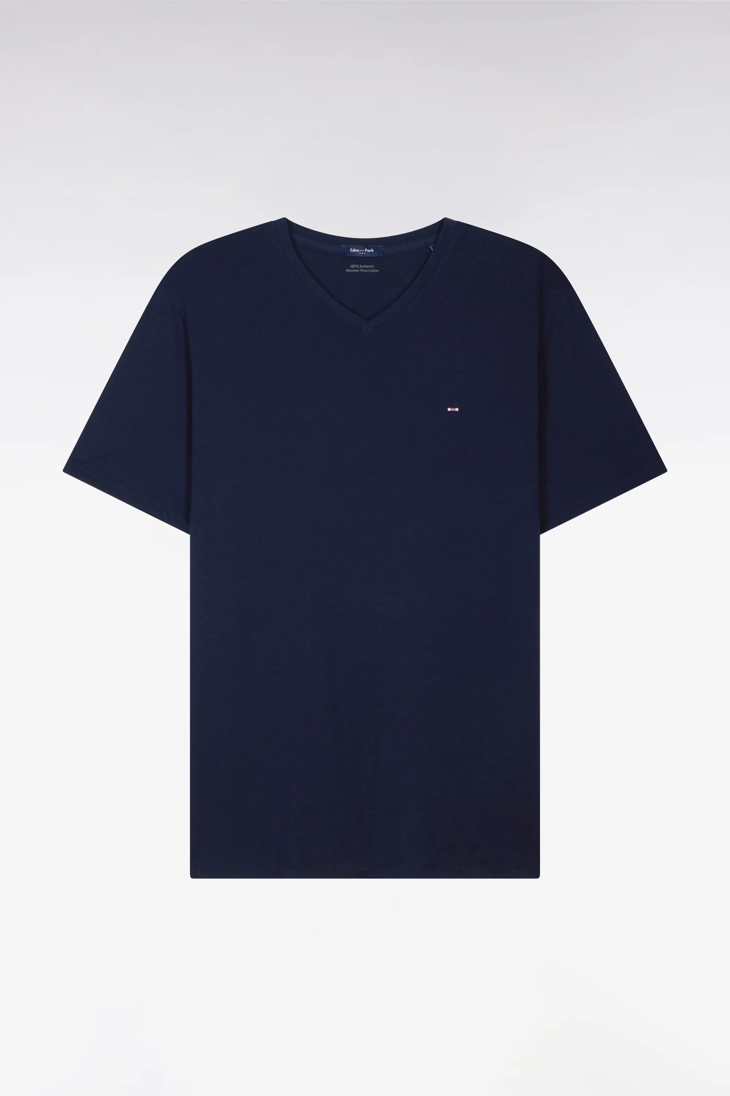 T-shirt bleu marine col V à manches courtes - Image 2