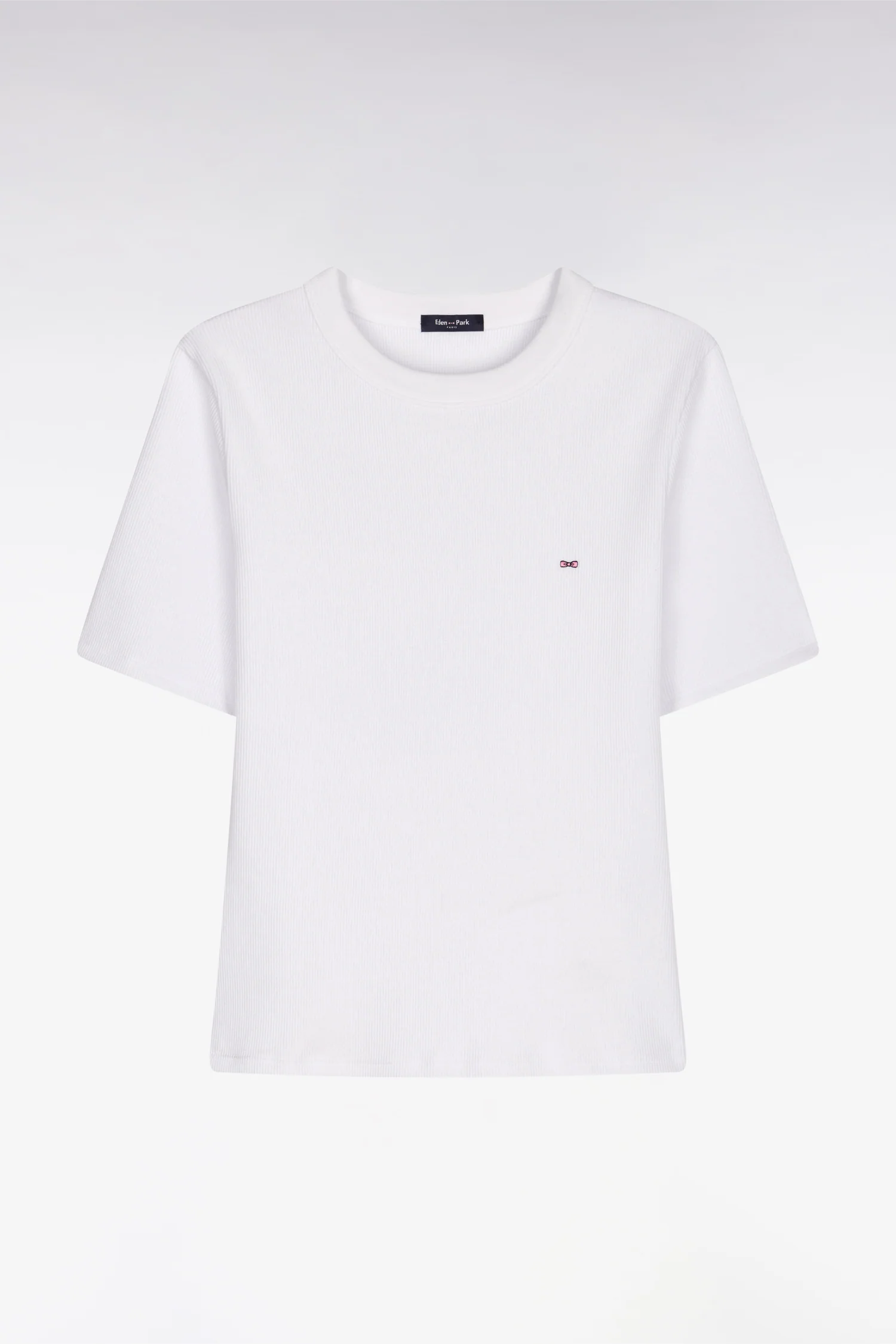 T-shirt col rond à manches courtes blanc coupe slim - Image 2