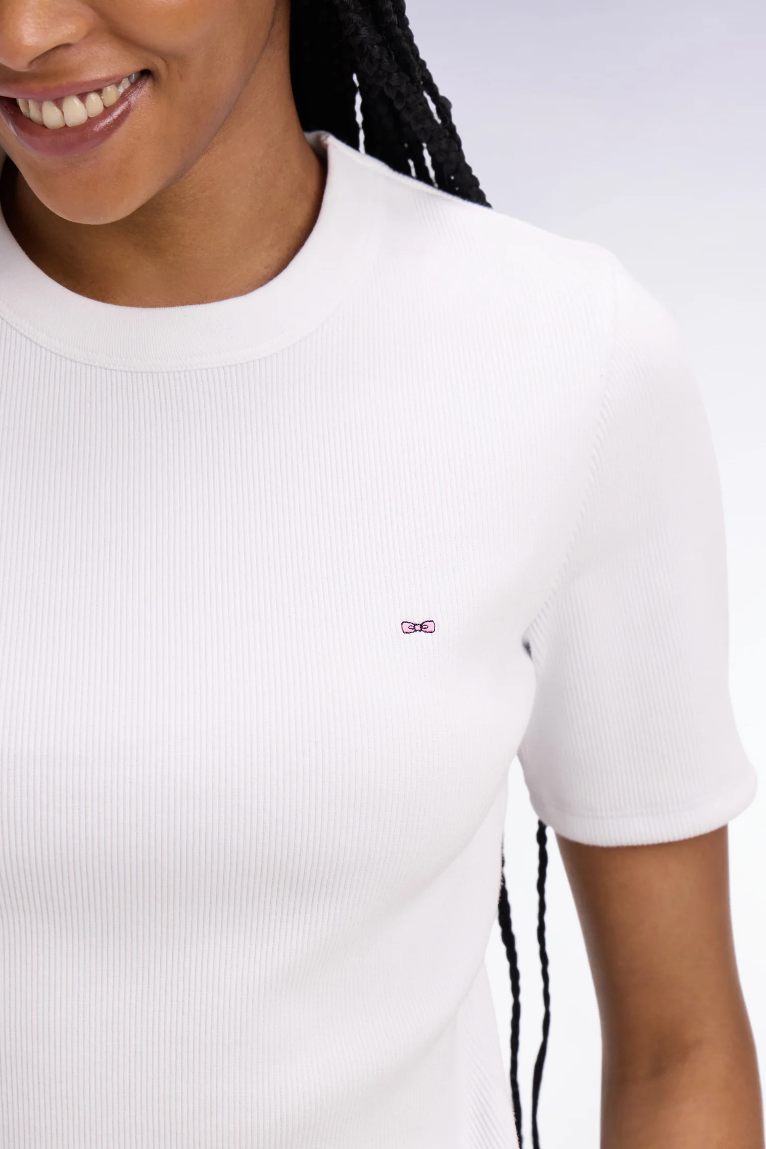 T-shirt col rond à manches courtes blanc coupe slim - Image 4