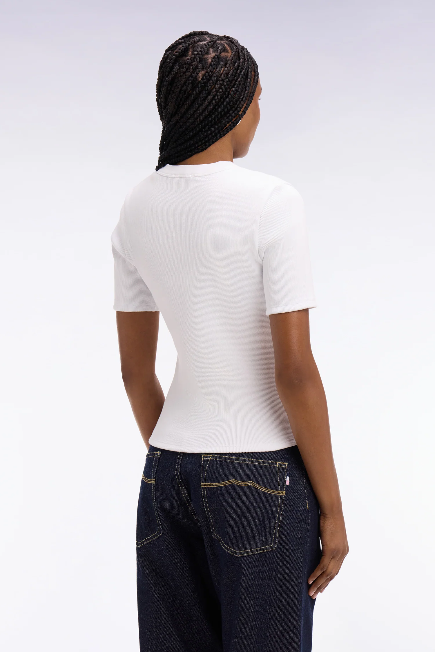 T-shirt col rond à manches courtes blanc coupe slim - Image 5