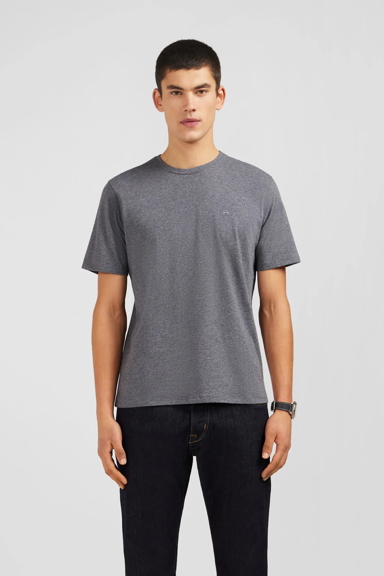 T-shirt gris col rond à manches courtes - Image 3