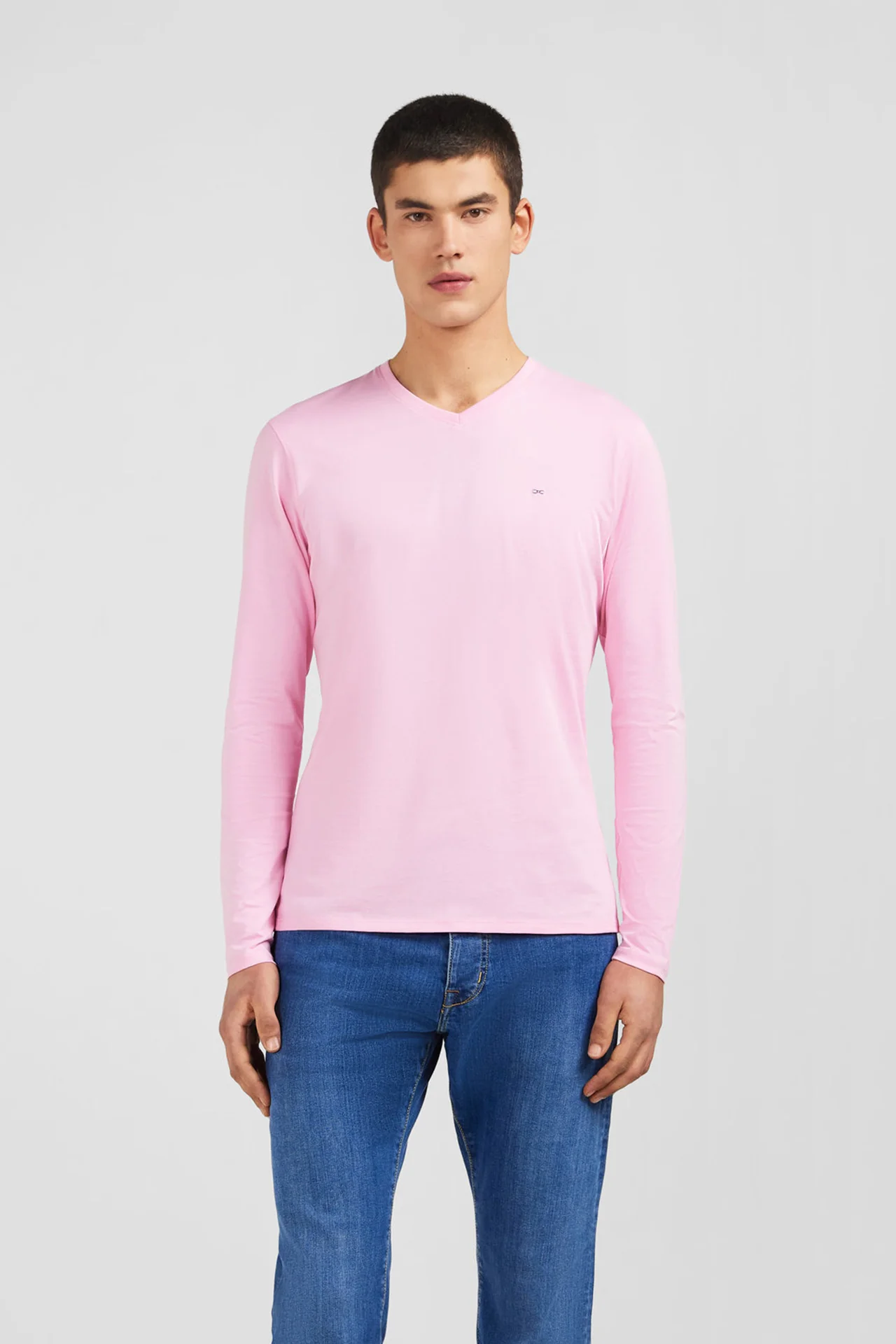 T-shirt rose col V Ă manches longues - Image 3