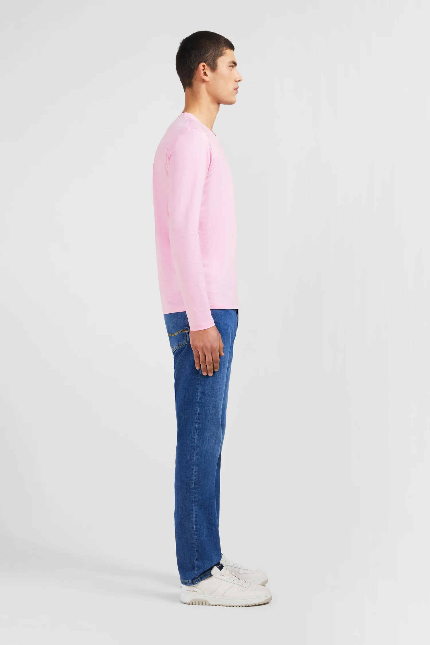 T-shirt rose col V Ă manches longues - Image 5