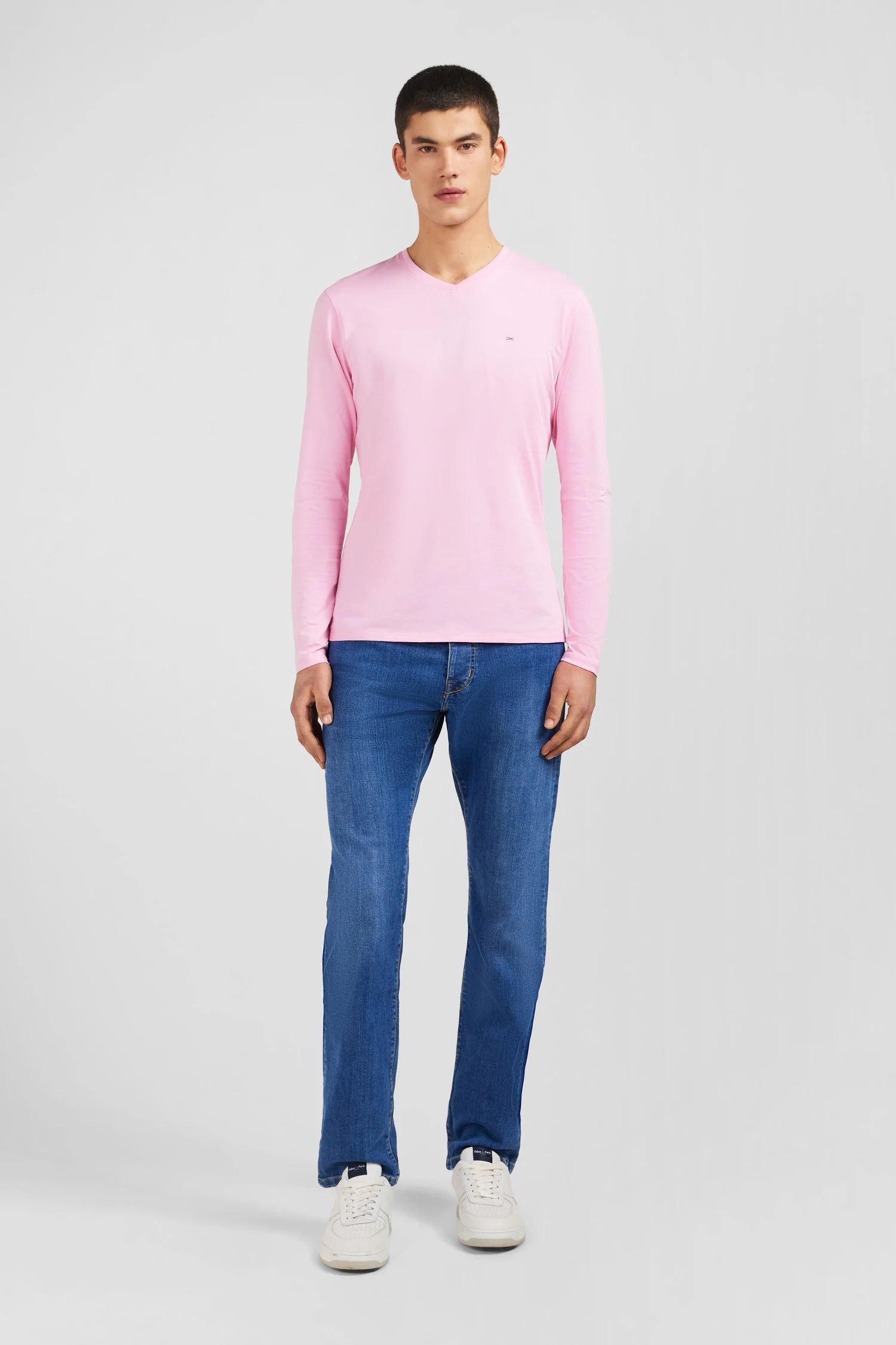 T-shirt rose col V Ă manches longues - Image 7