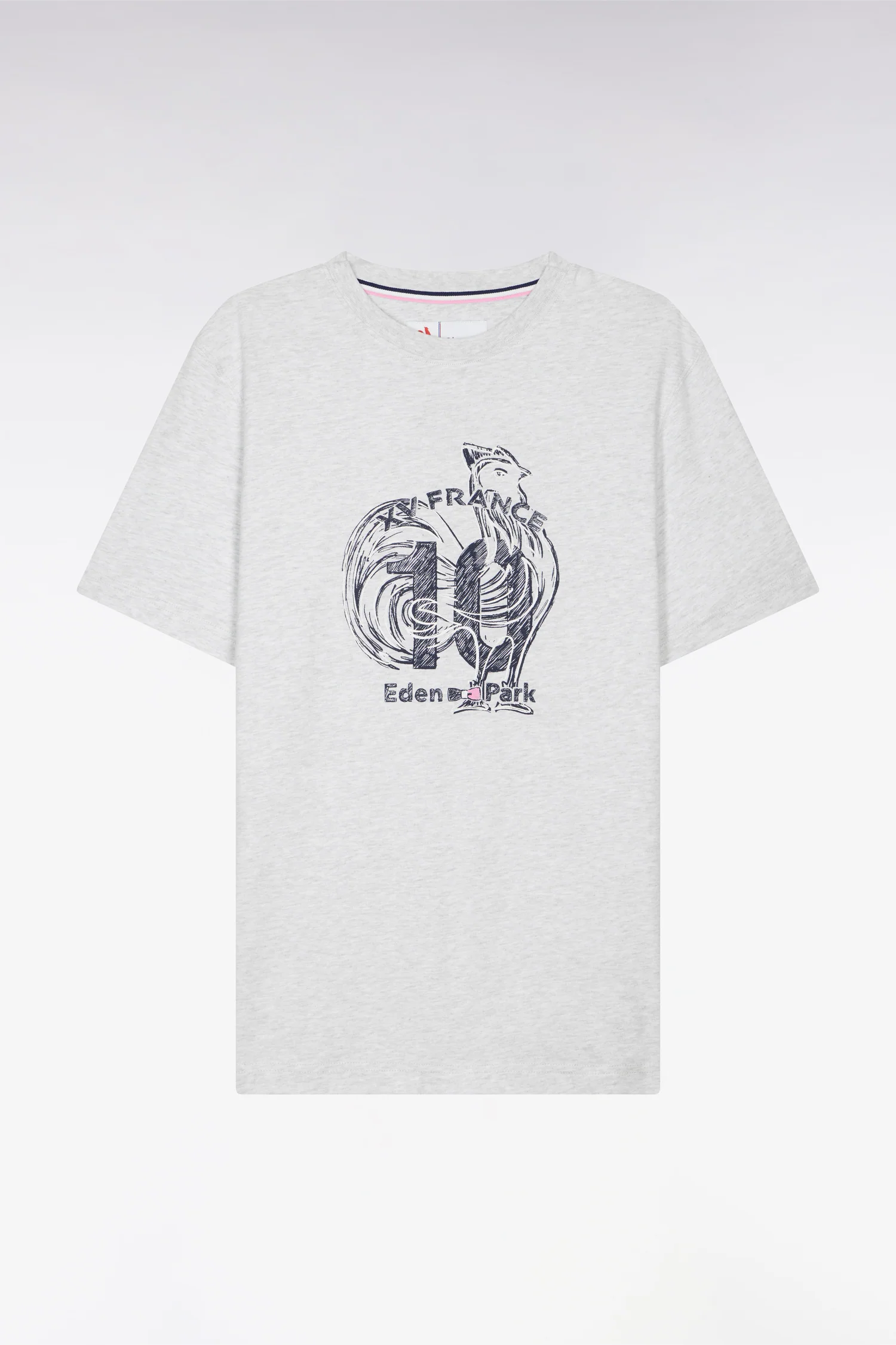 T-shirt XV de France à manches courtes sérigraphié en coton gris coupe regular - Image 2