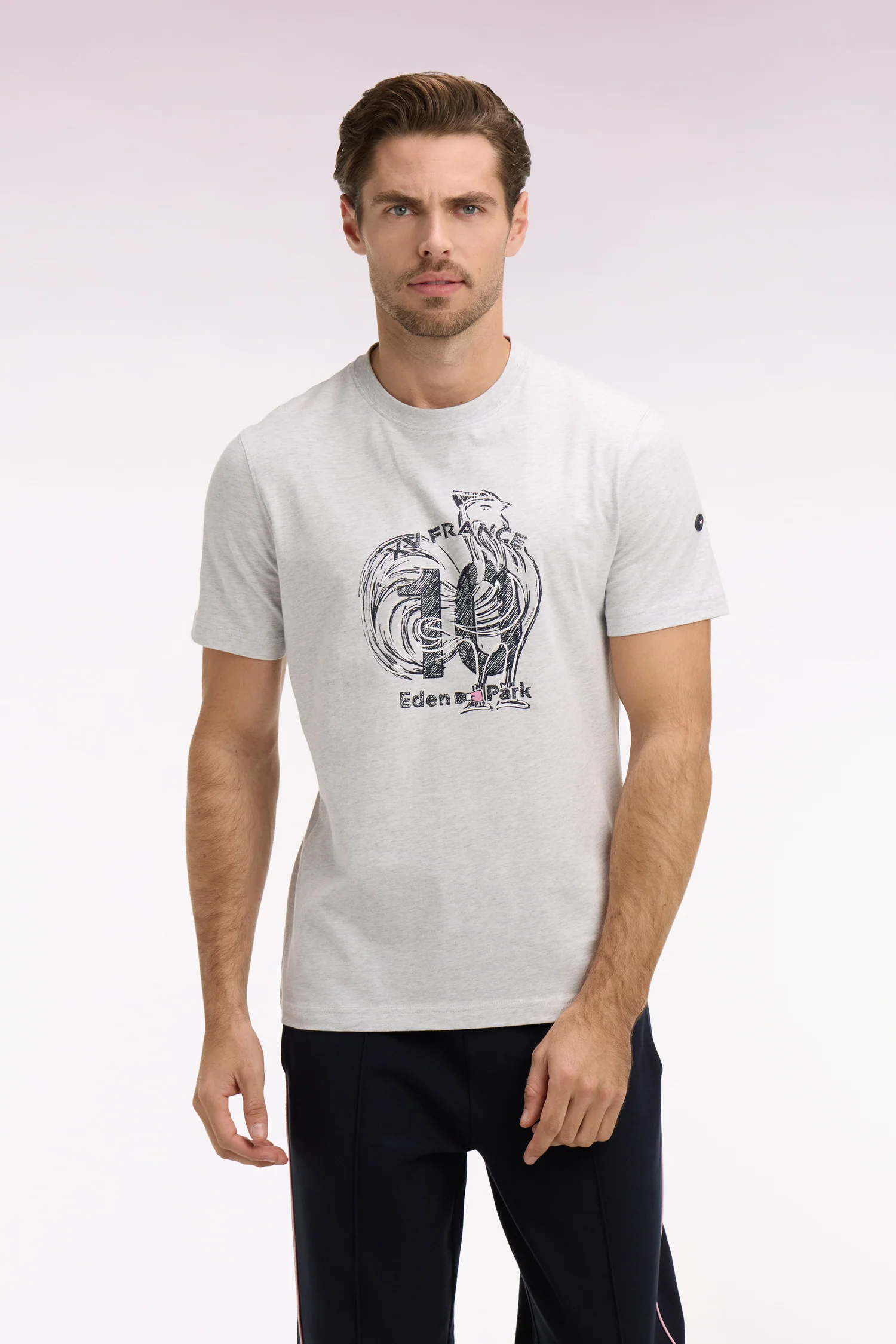 T-shirt XV de France à manches courtes sérigraphié en coton gris coupe regular - Image 3