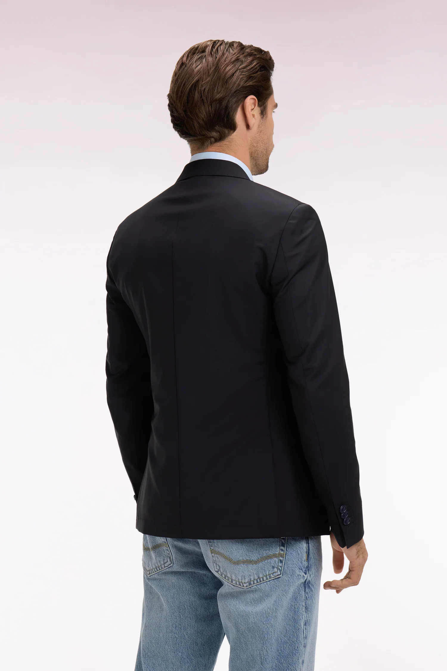 Veste blazer en laine recyclée mélangée marine - Image 5