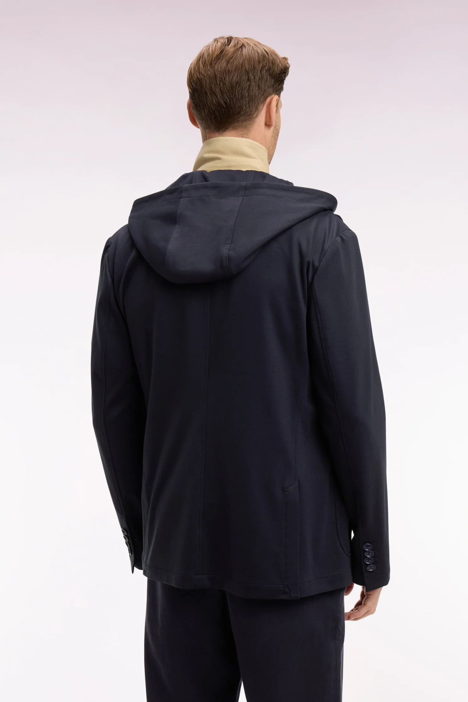 Veste en jersey marine à capuche amovible - Image 5